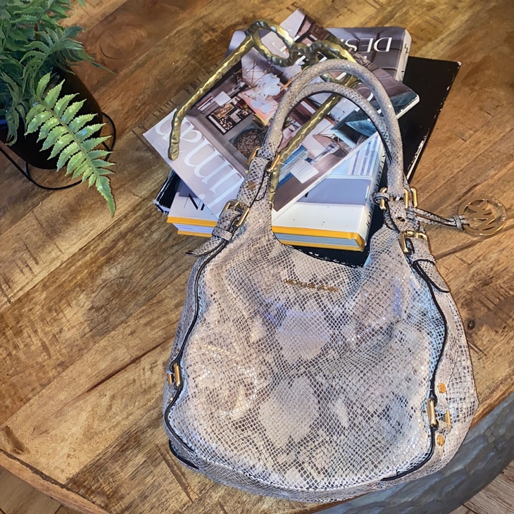 Michael Michael Kors Beige Python Effect Leather … - image 3